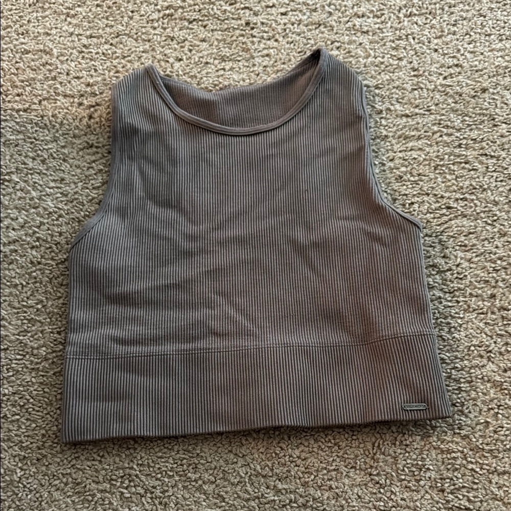 Brown Sleeveless Boxy Crop Tank Top
